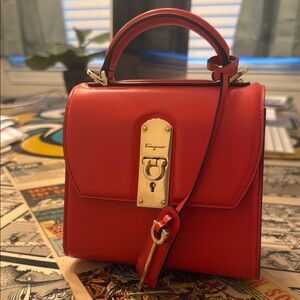Salvatore Ferragamo Red Mini Bag with Gold Clasp